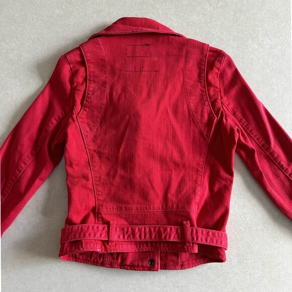 Current/Elliot Denim The Biker Jacket in Victory Red ASO Aria Montgomery - Picture 10 of 16